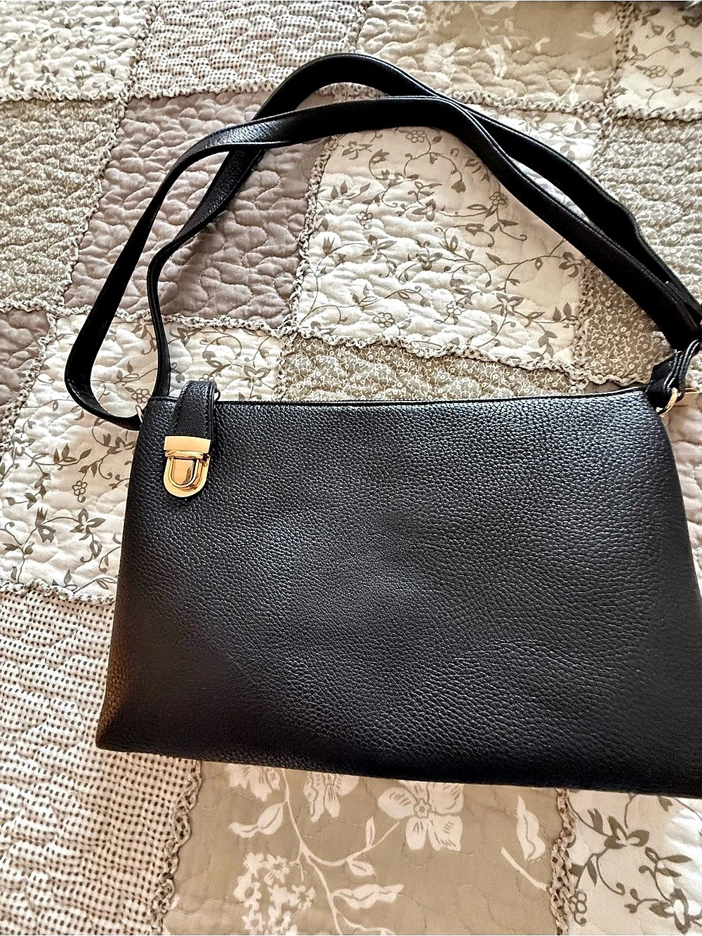 NEW Black Shoulder Bag with Gold-Tone Hardware